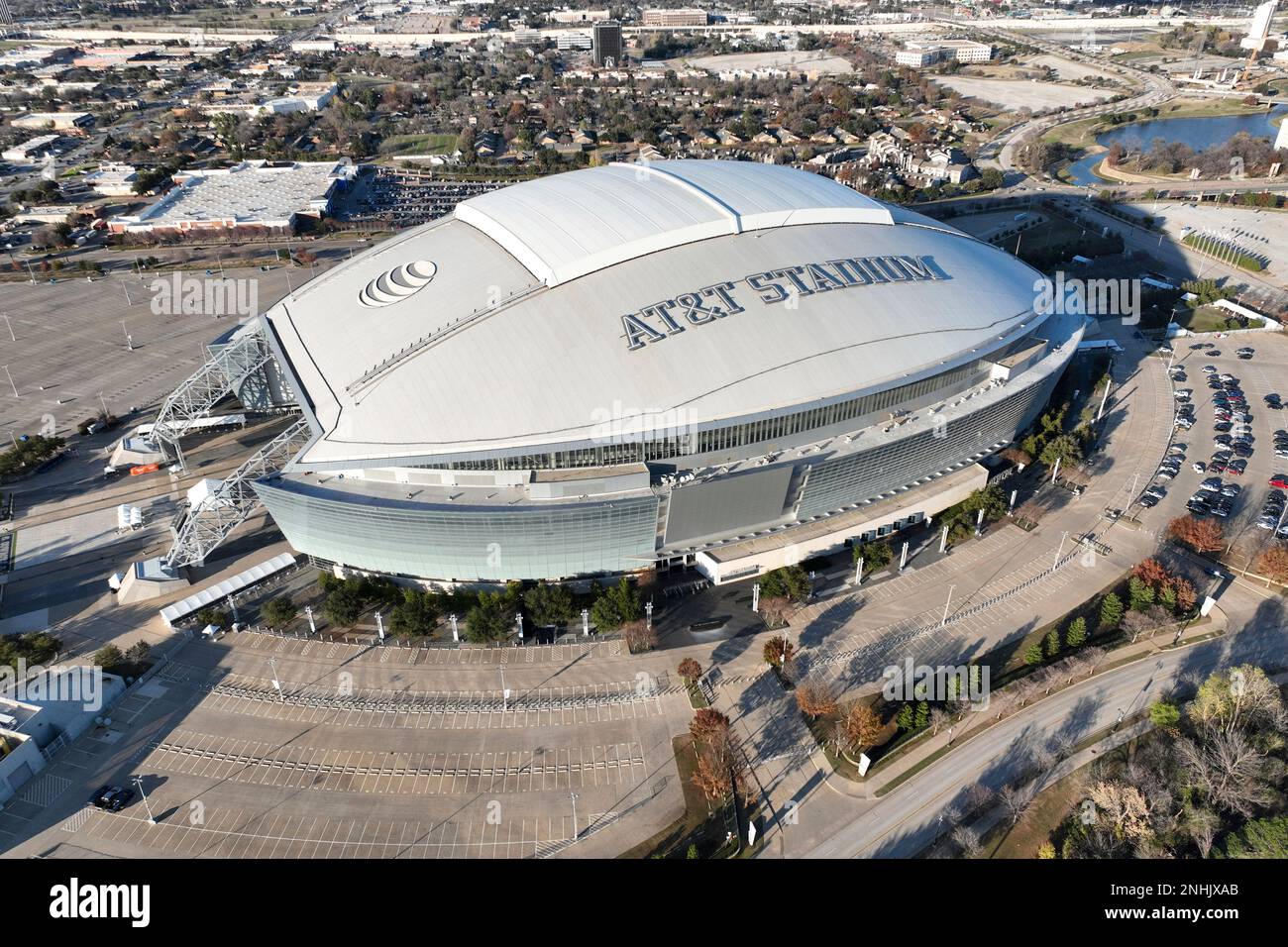 A general overall aerial view of AT&T Stadium, Tuesday, Dec. 20, 2022 ...