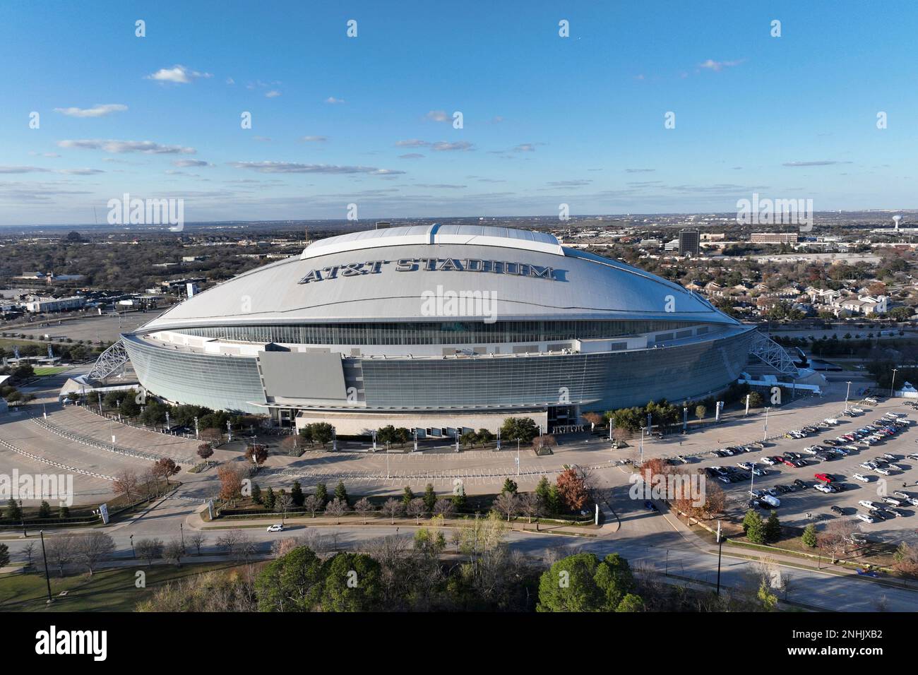 A general overall aerial view of AT&T Stadium, Tuesday, Dec. 20, 2022 ...