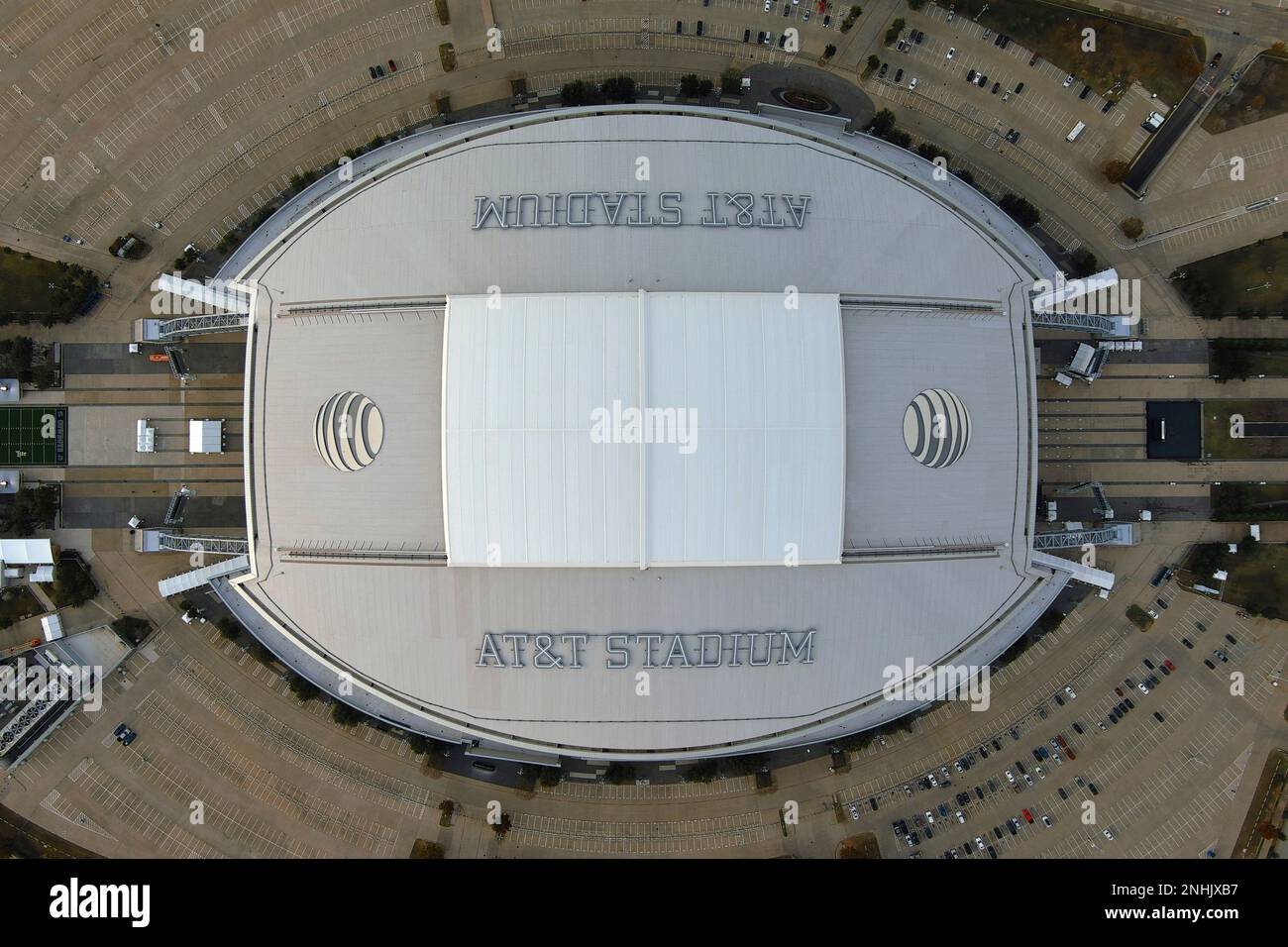 A general overall aerial view of AT&T Stadium retractable roof, Tuesday