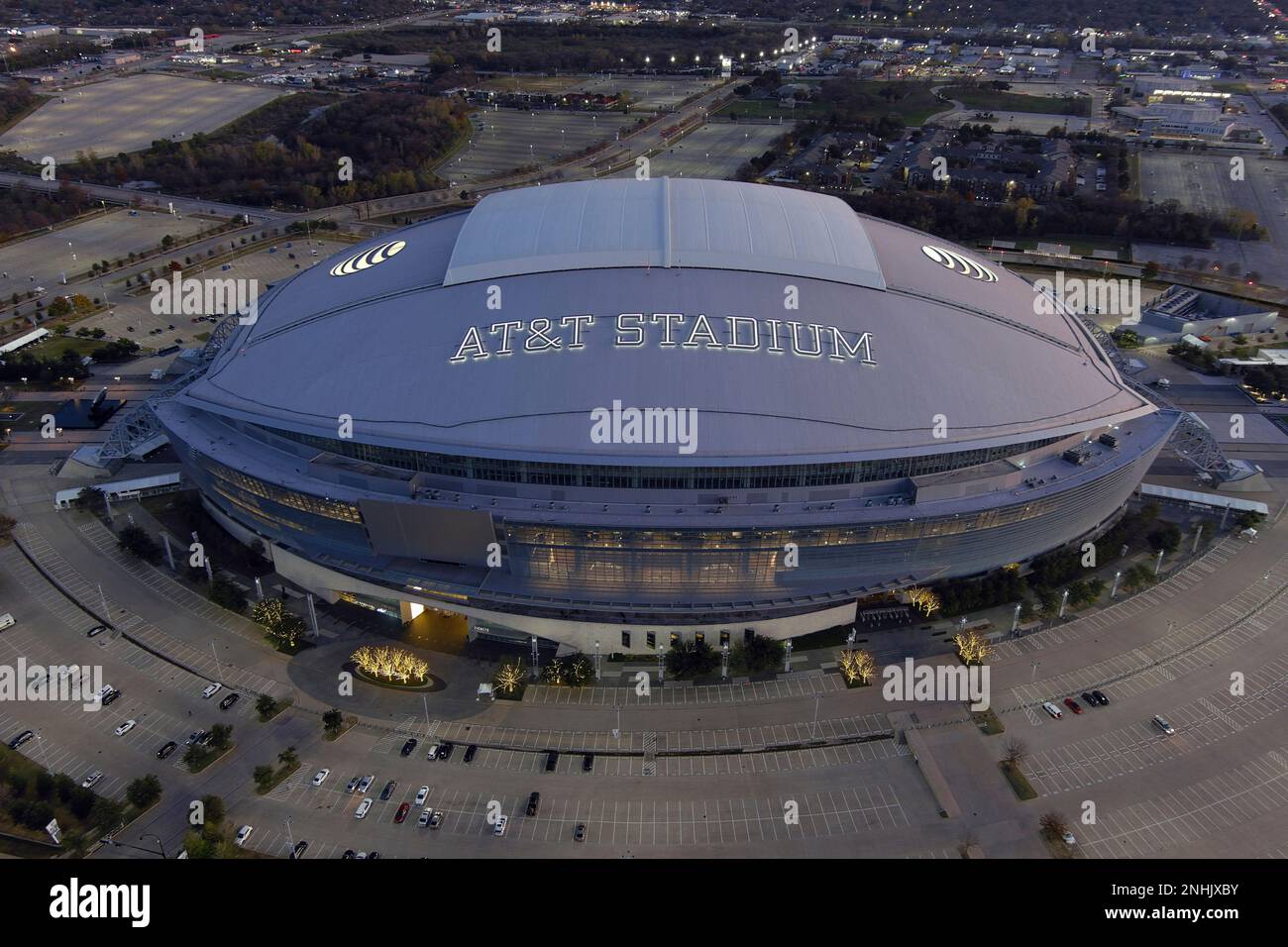 A general overall aerial view of AT&T Stadium, Tuesday, Dec. 20, 2022 ...