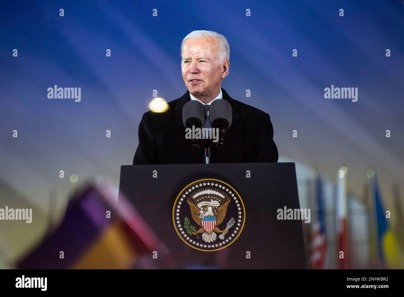 President Joe Biden delivers a speech marking the one-year anniversary ...