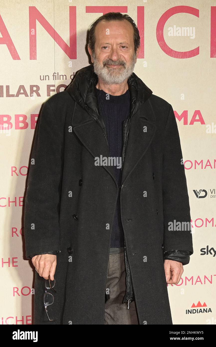 Rome, Italy. 21st Feb, 2023. Rocco Papaleo attends the red carpet of the premiere of movie 'Romantiche' at Cinema Adriano. Credit: SOPA Images Limited/Alamy Live News Stock Photo