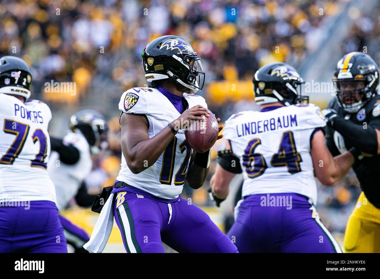 Pittsburgh, United States. 11th Dec, 2022. Baltimore Ravens running back  J.K. Dobbins (27) celebrates his touchdown in the first quarter against the  Pittsburgh Steelers at Acrisure Stadium on Sunday, December 11, 2022