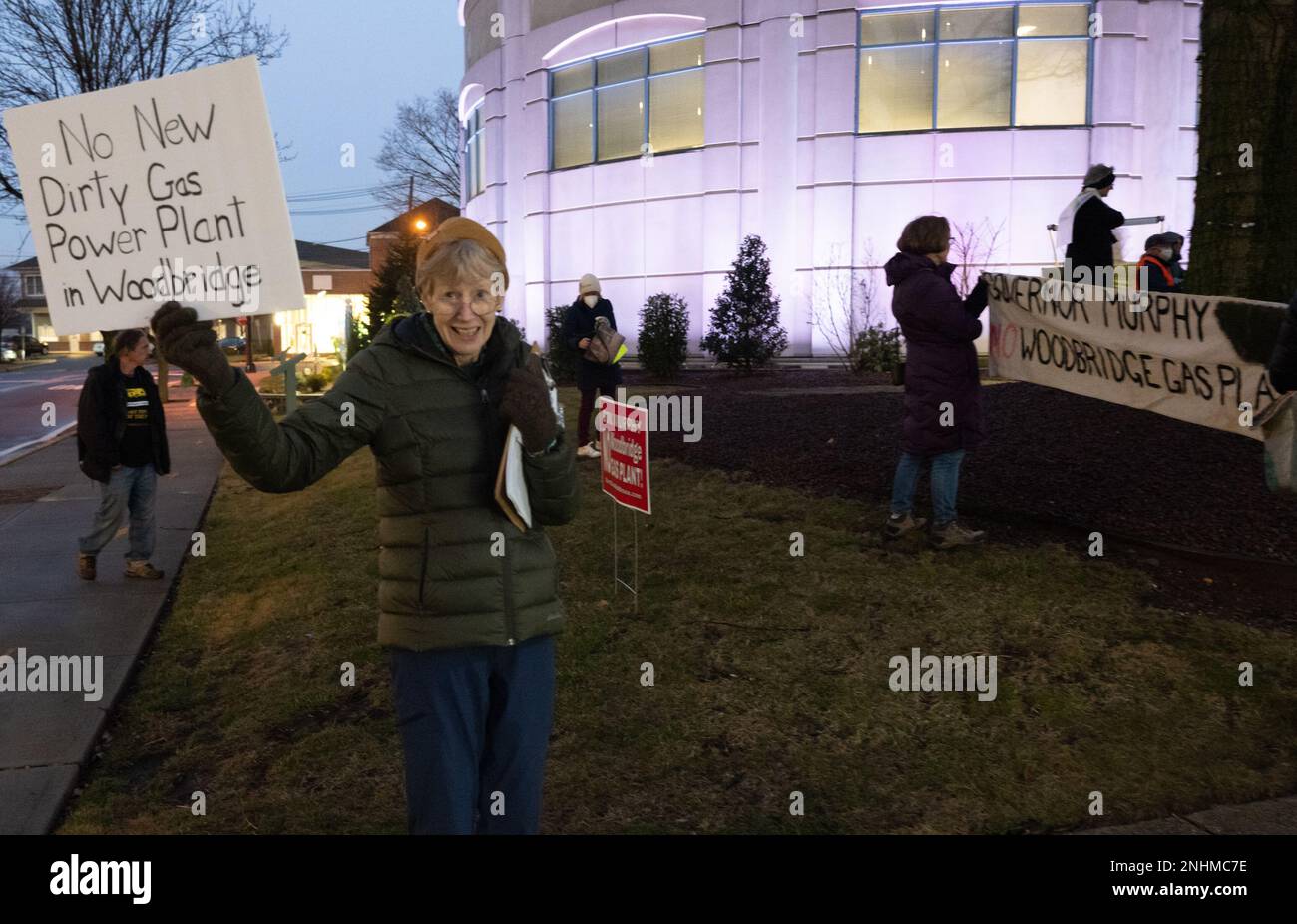 Woddbridge, New Jersey, USA. 21st Feb, 2023. Demonstrators rally for ...