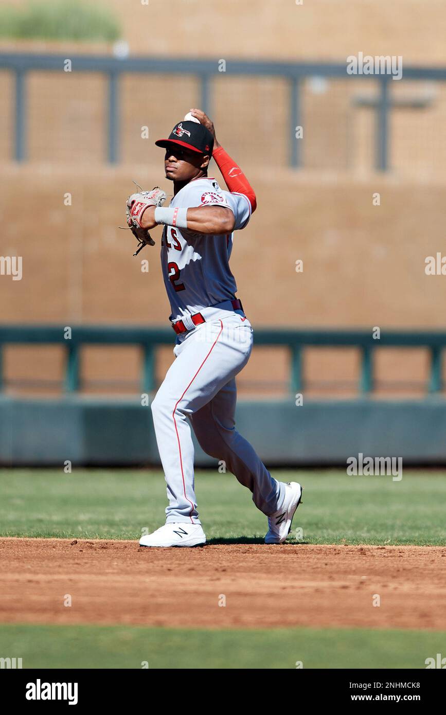 Kyren Paris (2) (Los Angeles Angels) of the Scottsdale Scorpions during ...