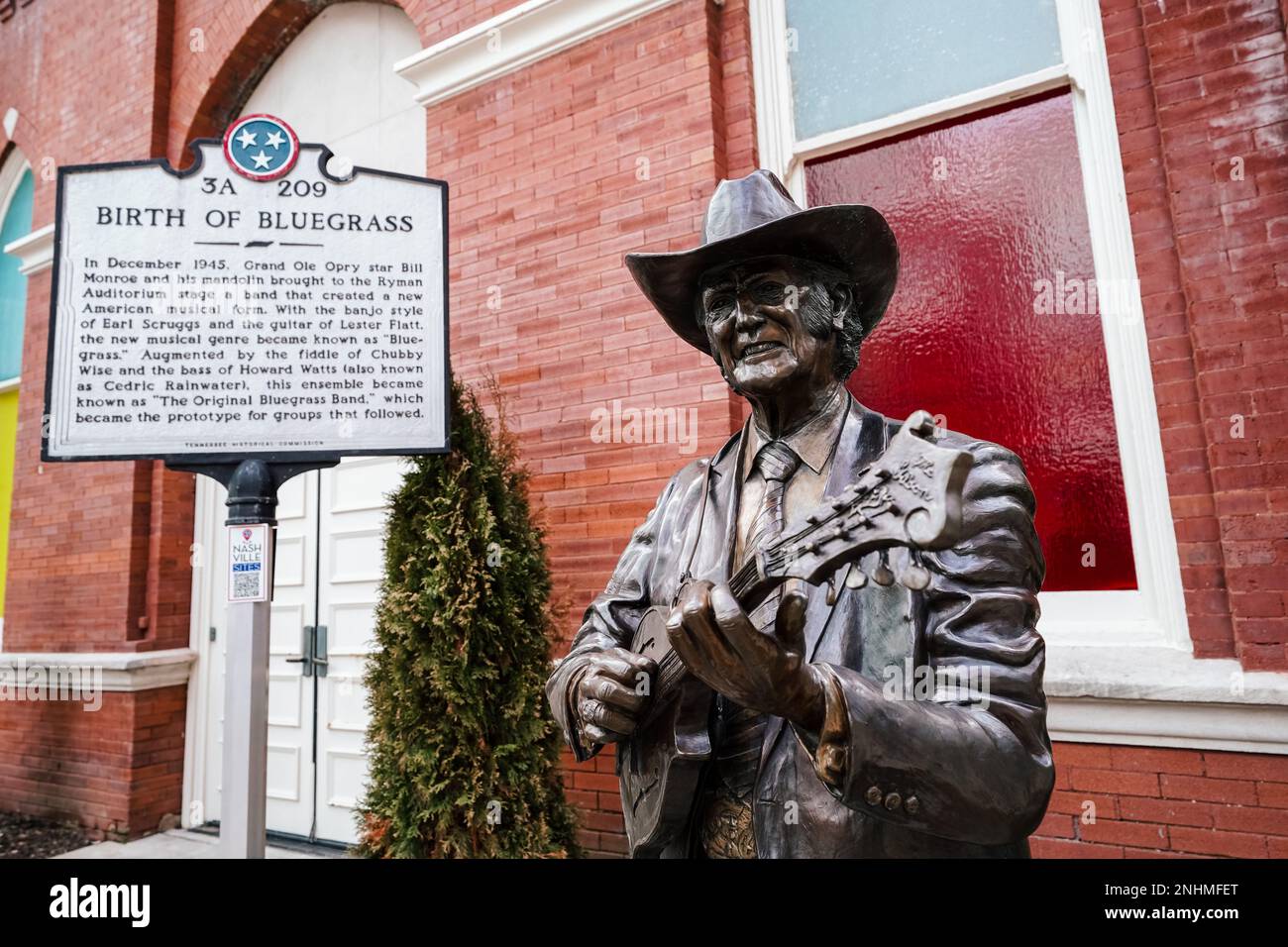 Bill Monroe statue at Ryman Auditorium, a popular and historic concert