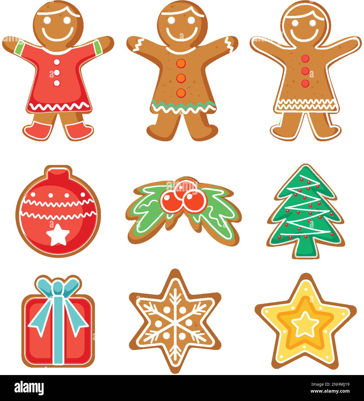 Christmas gingerbreads cartoon set illustration Stock Vector Image ...