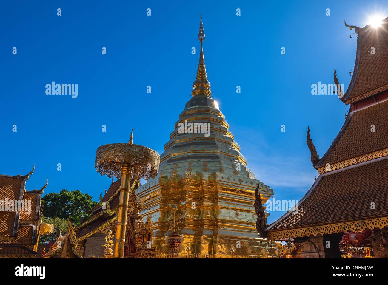 Stupa at Wat Phra That Doi Suthep in Chiang Mai, Thailand Stock Photo