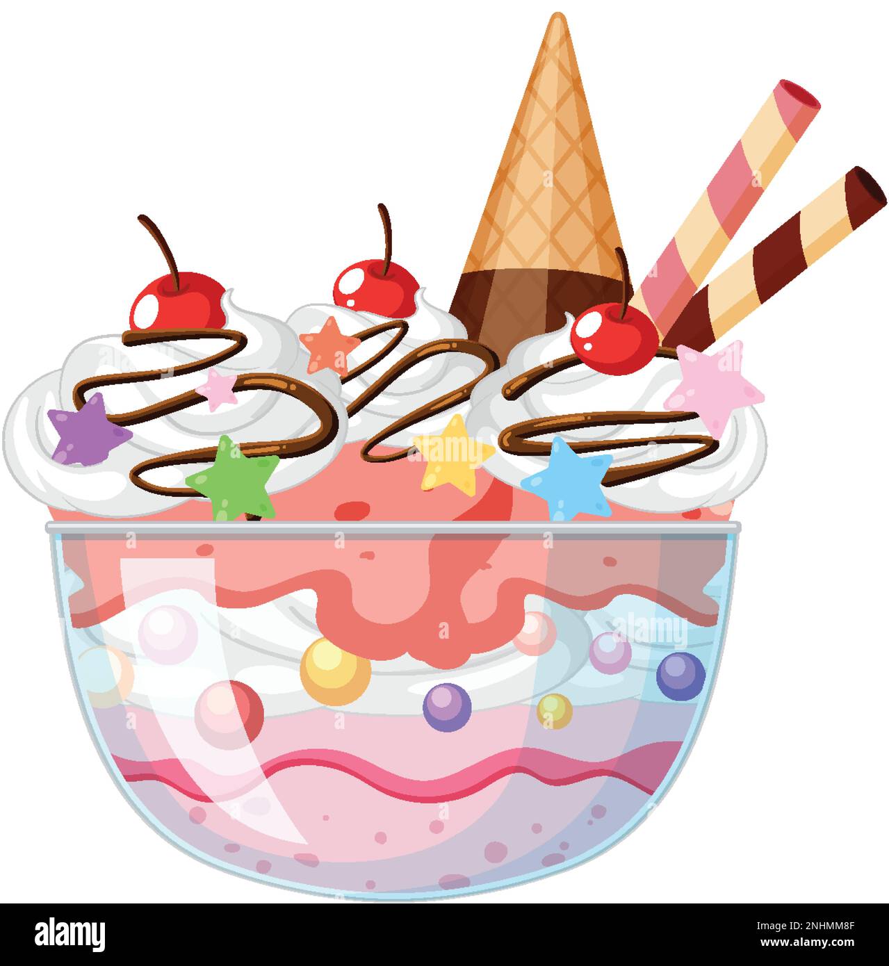 Ice Cream Sundae Served In A Glass Bowl Illustration Stock Vector Image ice-cream-sundae-served-in-a-glass-bowl-illustration-stock-vector-image