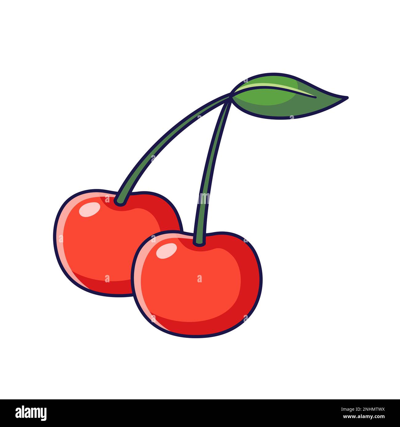 Cute Cherry illustration. Vector hand drawn cartoon icon illustration