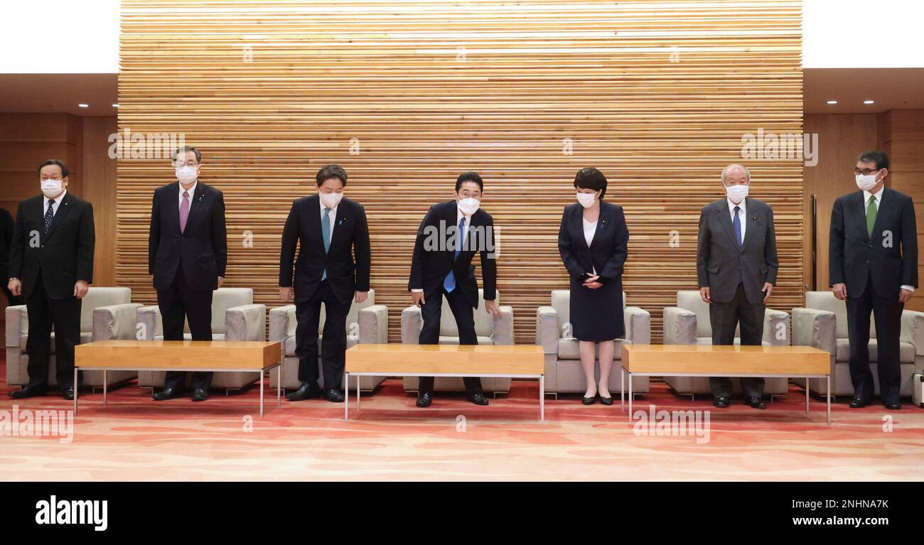 Japan's Prime Minister Fumio Kishida attends a cabinet meeting at the ...