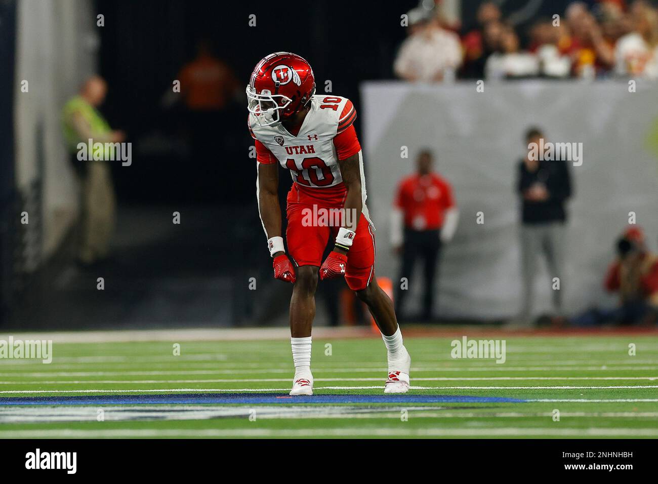 Utah wide receiver Money Parks (10) lines up out wide during an