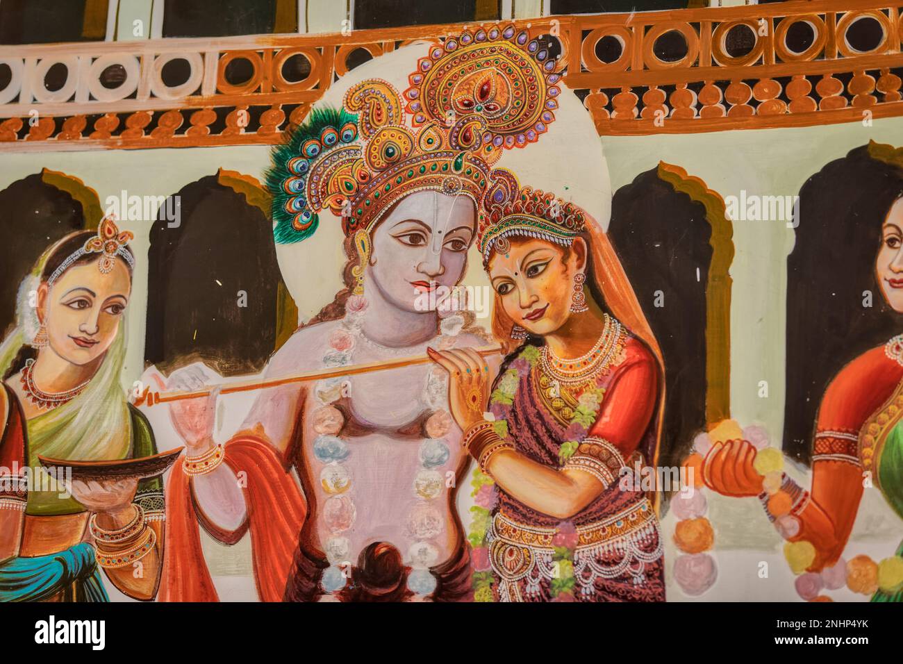 Radha Krishna Painting at Pushkar temple Parshuram Dwara in Rajasthan India Stock Photo