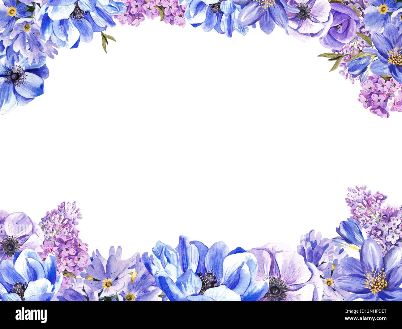 Frame of spring flowers on a white background. watercolor illustration