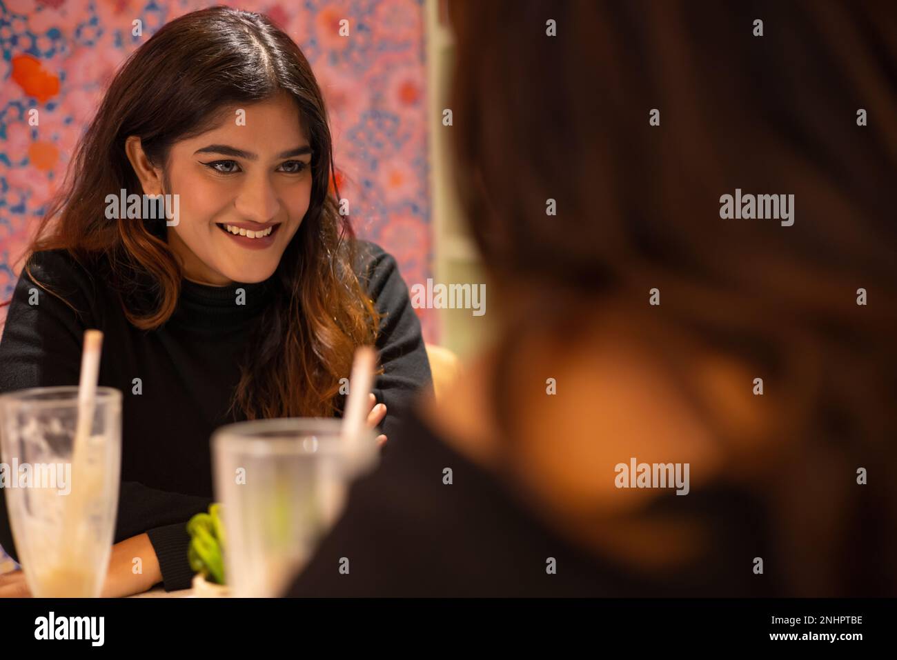 Positive woman talking customer hi-res stock photography and images - Alamy