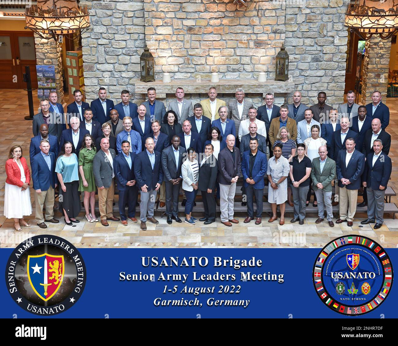 The U.S. Army NATO Brigade hosted its 21st annual Senior Army Leaders Meeting August 1-5 to give leaders from 81 locations in 22 countries the opportunity to meet face-to-face and share knowledge and ideas on NATO operations and how best to support the roughly 1,300 Soldiers serving within NATO organizations. Stock Photo