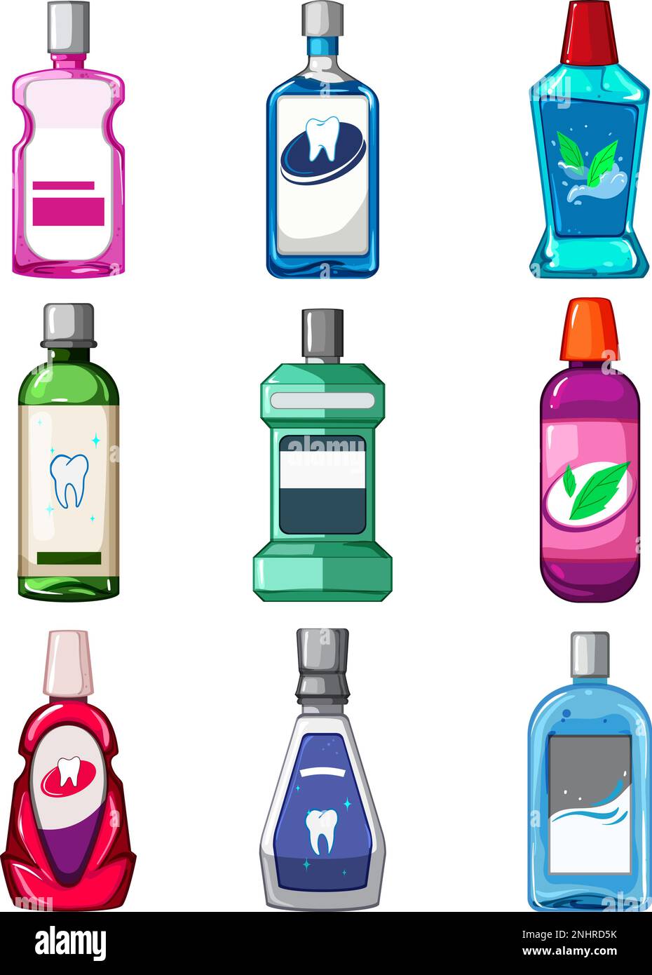 mouthwash set cartoon vector illustration sign color Stock Vector Image