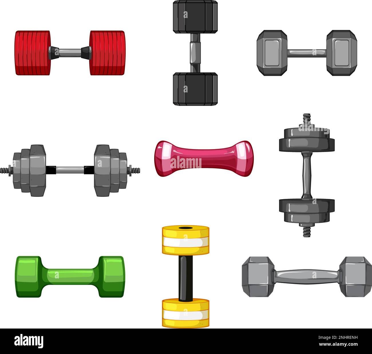 dumbbell set cartoon vector illustration sign color Stock Vector Image