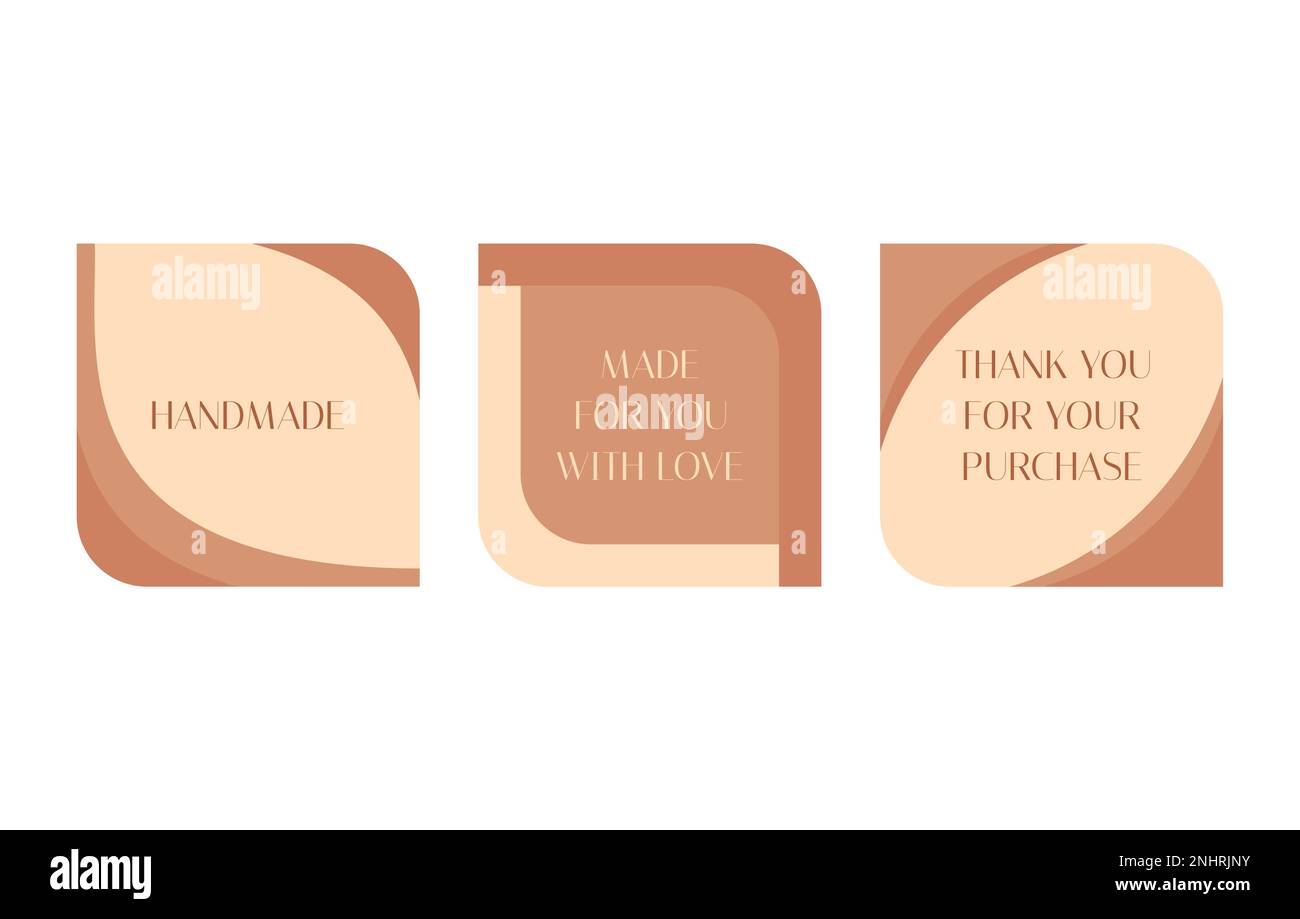 Aesthetic business stickers set. Handmade label. Thanks for your