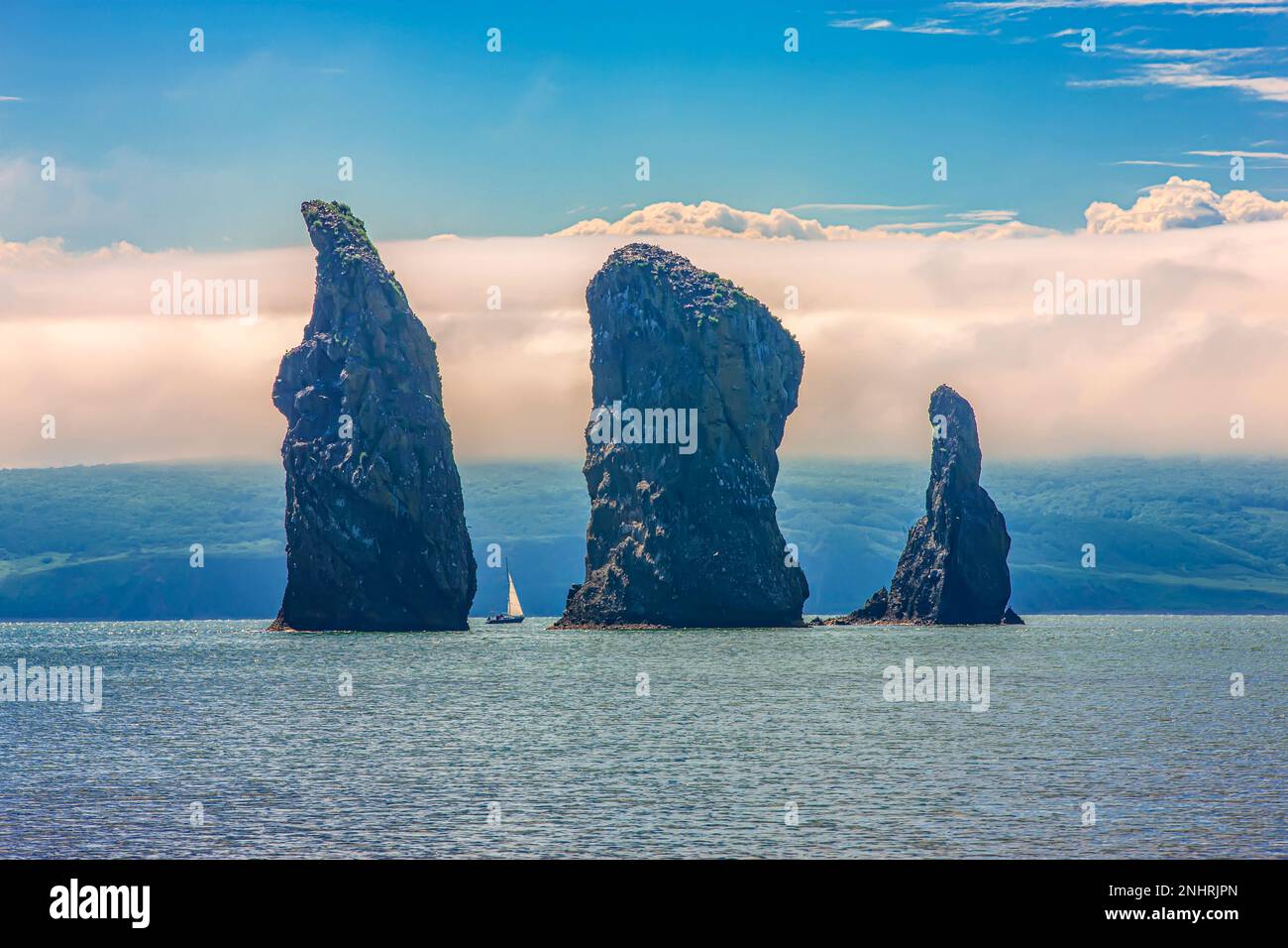 The Three Brothers Rocks in the Avacha Bay of the Pacific Ocean Stock ...