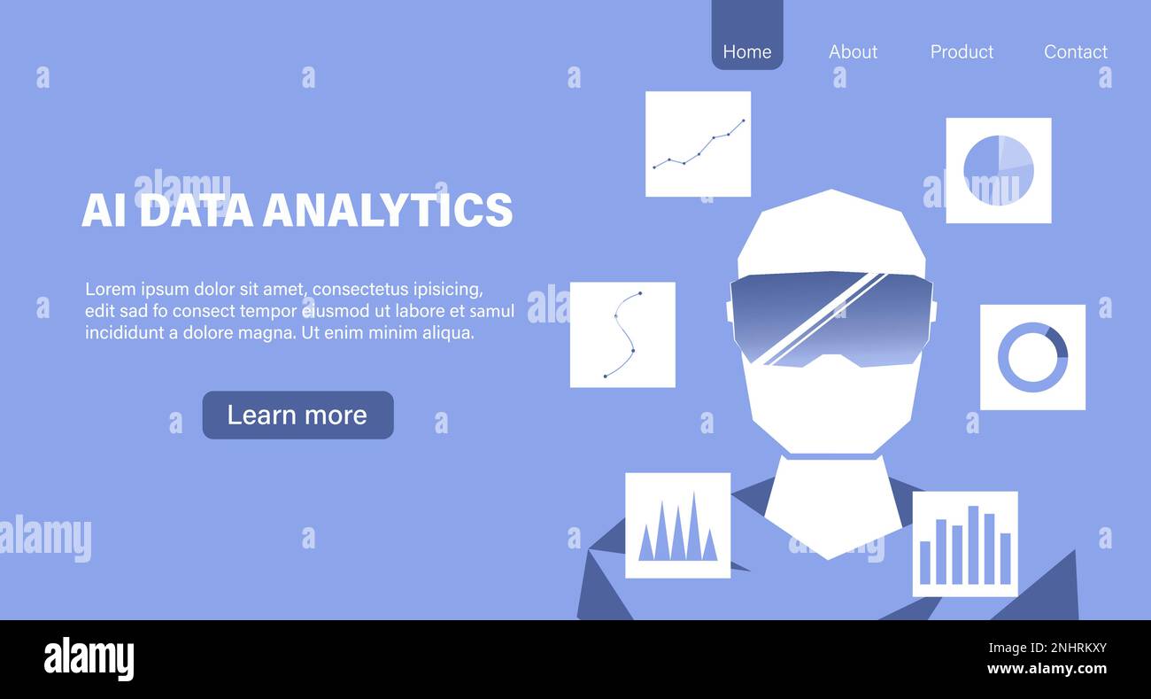 Artificial intelligence in data analysis, Data marketing technology, Business data report Stock Vector