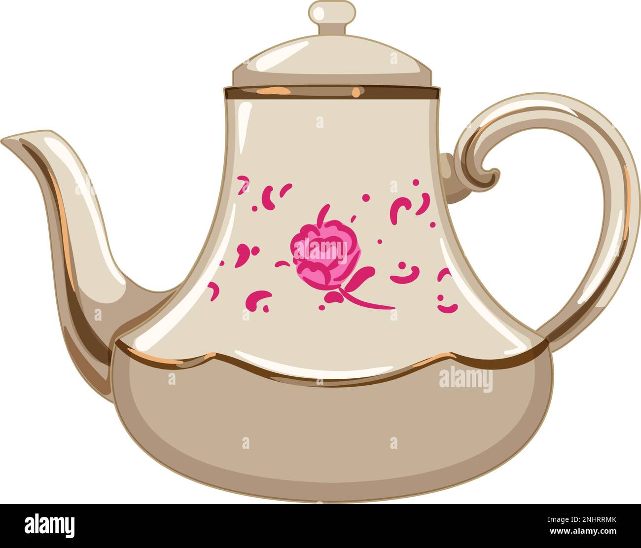 old vintage teapot cartoon vector illustration sign Stock Vector Image