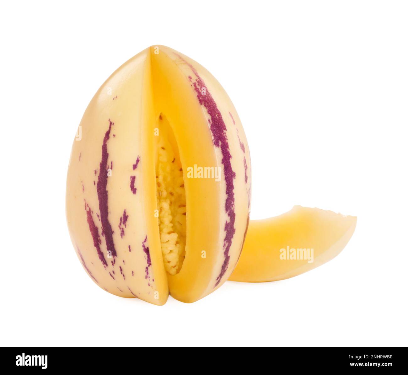 Cut pepino melon isolated on white. Exotic fruit Stock Photo - Alamy