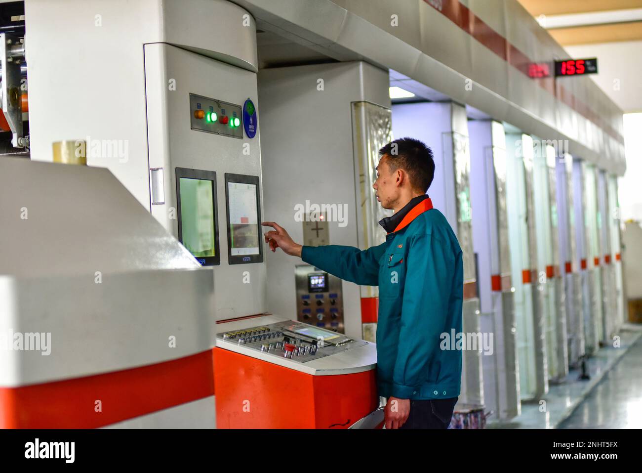 Qingzhou china february 22 2023 a worker works on the production