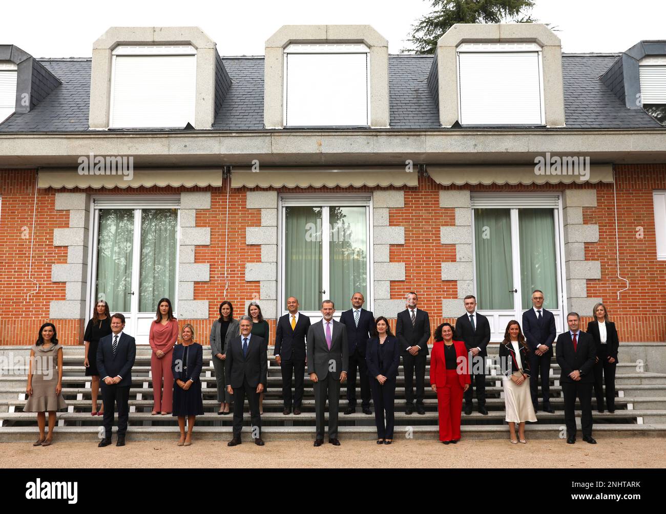 Family photo of the audience of King Felipe VI with the president of