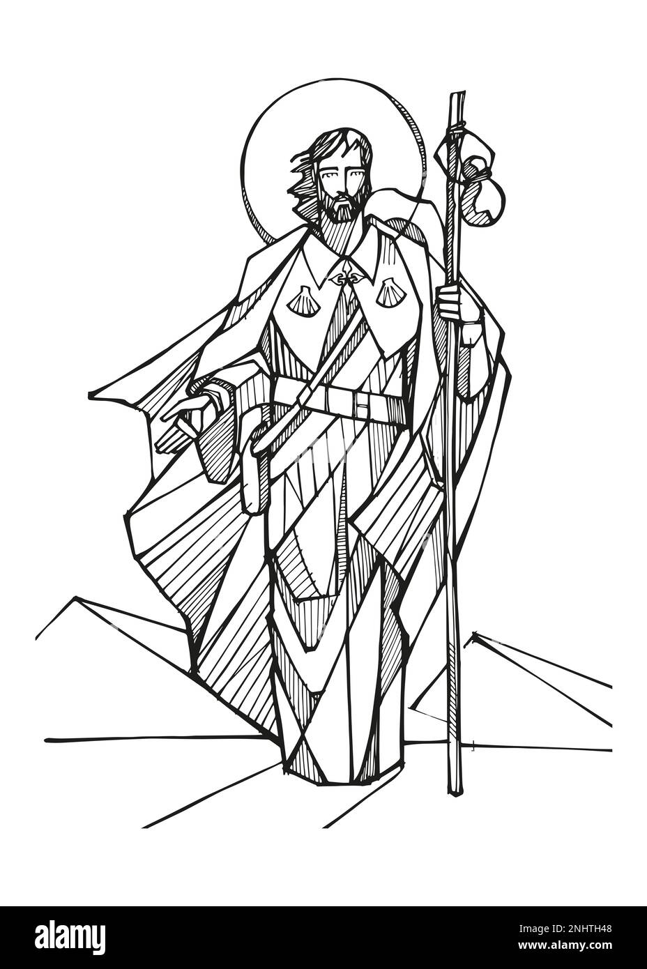 Hand drawn vector illustration or drawing of Saint James Stock Photo