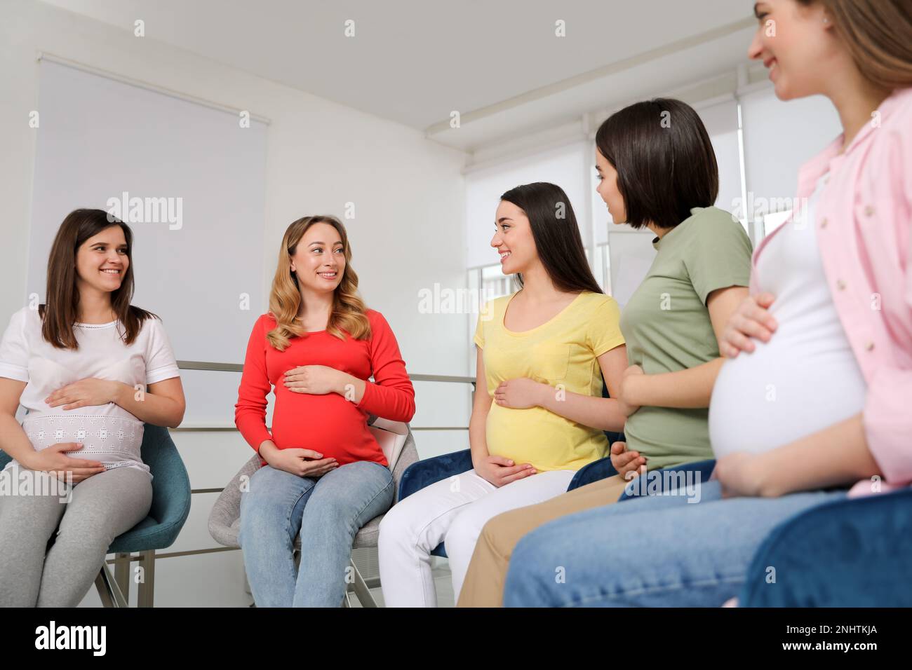 Group of pregnant women at courses for expectant mothers indoors Stock  Photo - Alamy