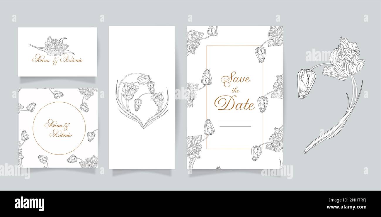 Set of cards and invitations with flowers. Spring flowers Stock Vector ...