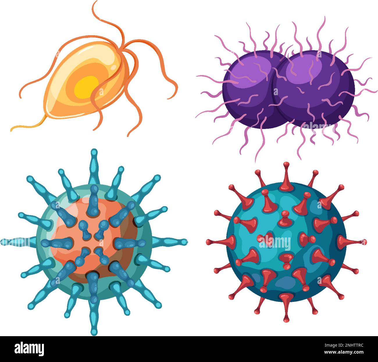 Set of virus and bacteria icons illustration Stock Vector Image & Art ...