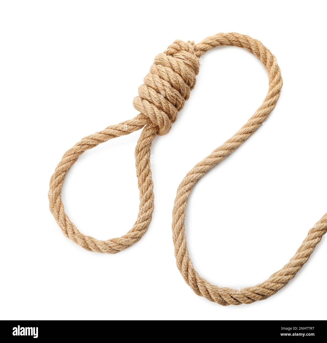 Rope noose with knot on white background, top view Stock Photo Alamy