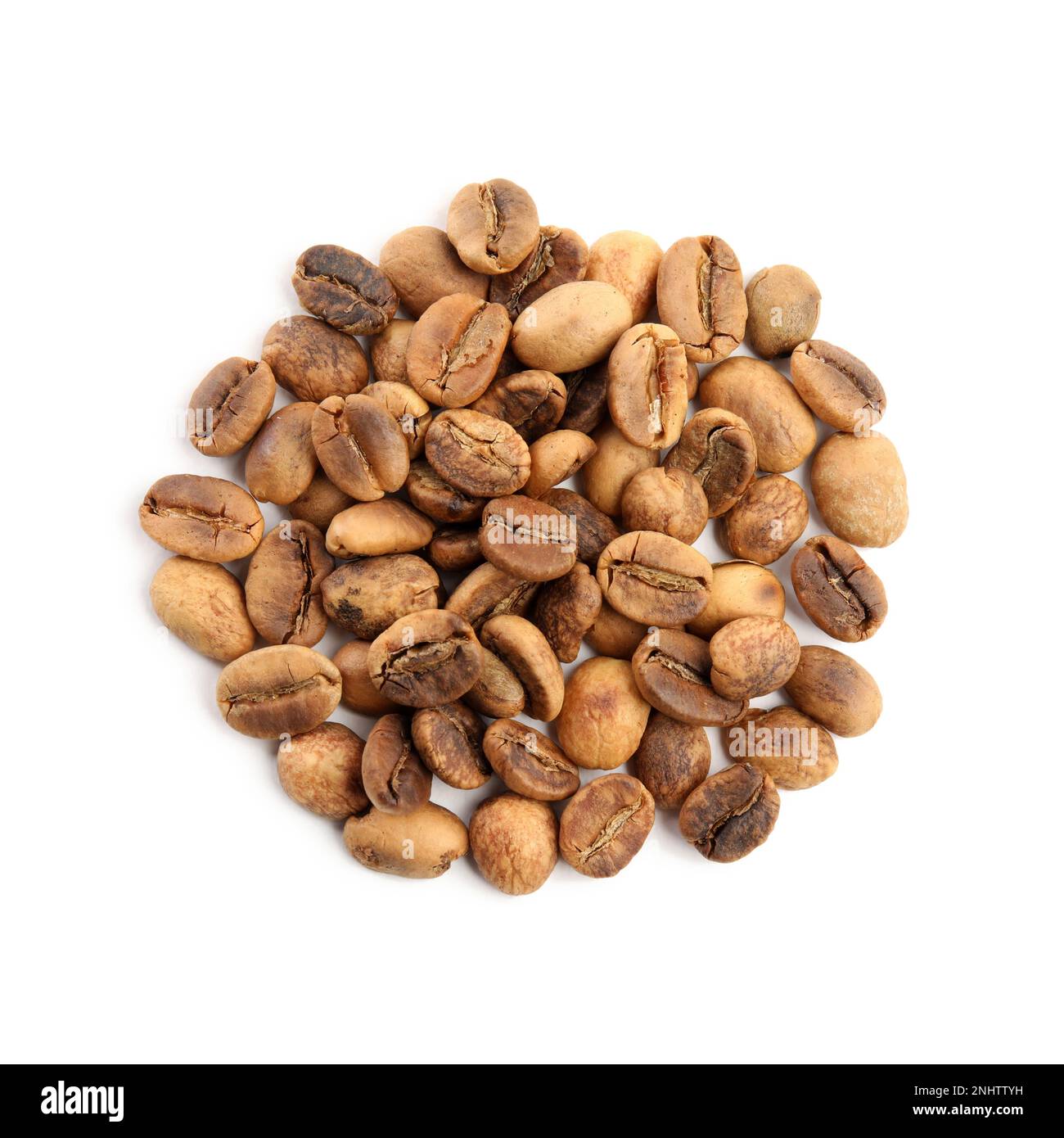 Heap of roasted coffee beans isolated on white, top view Stock Photo ...
