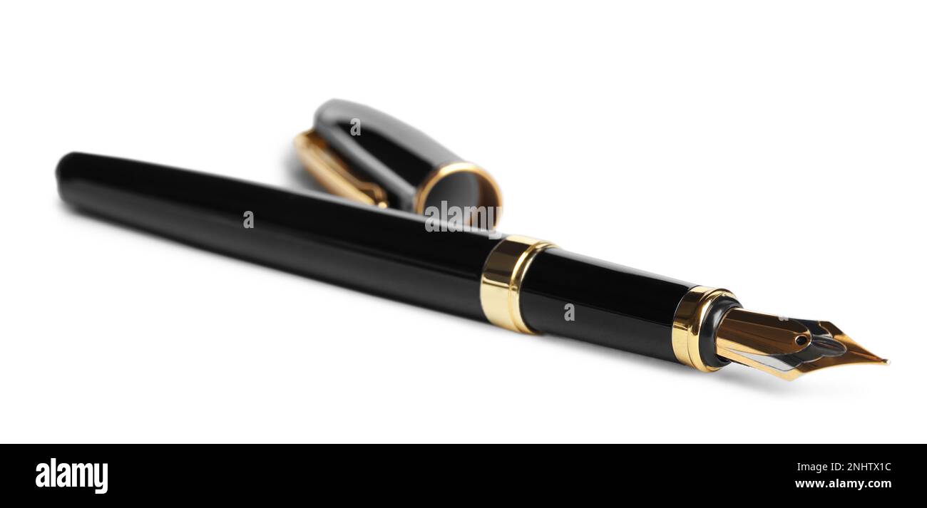 Beautiful fountain pen with ornate nib isolated on white Stock Photo