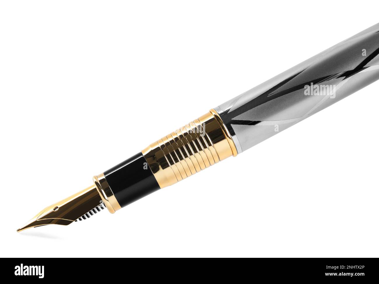 Beautiful fountain pen with ornate nib isolated on white Stock Photo