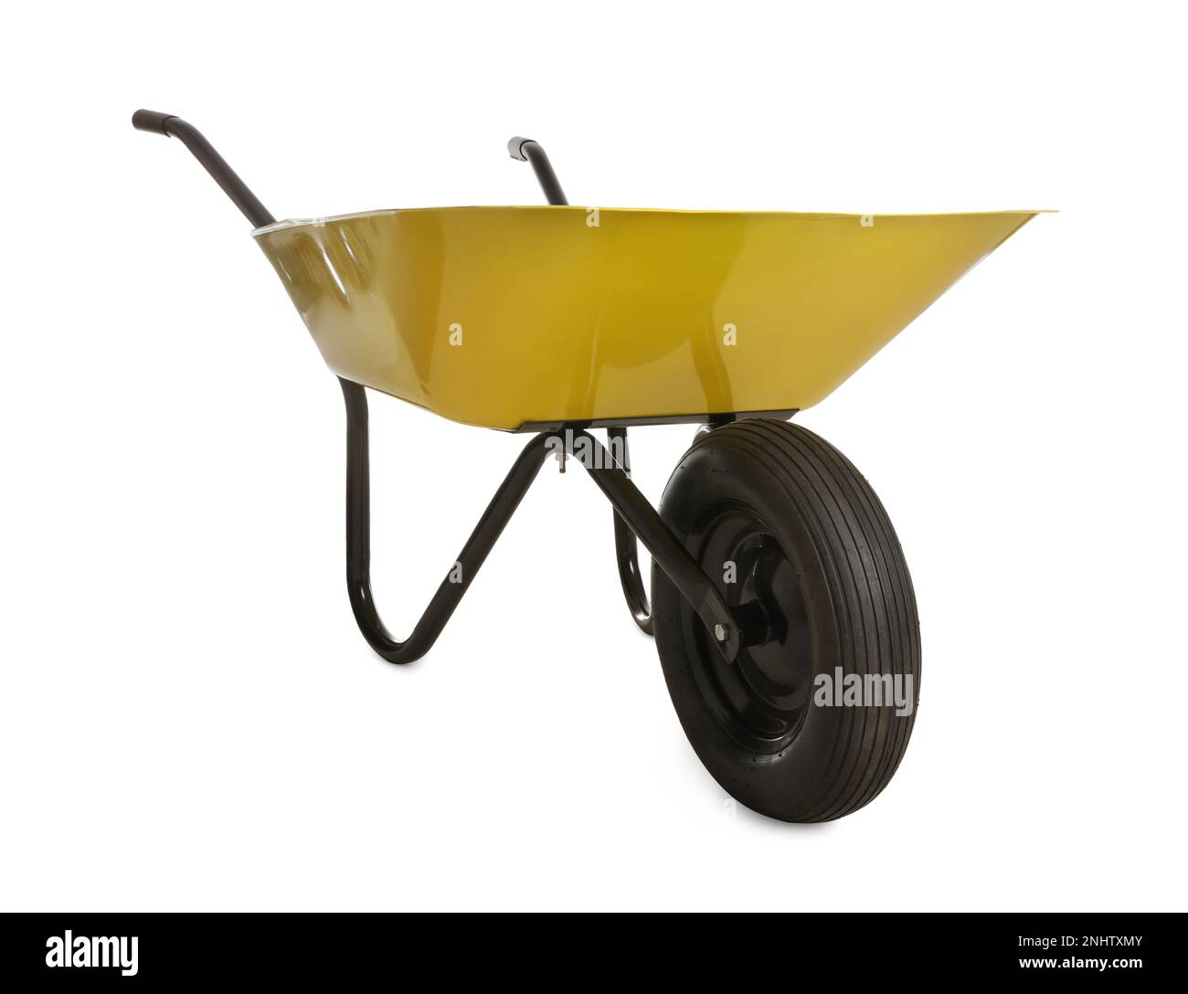 Yellow wheelbarrow isolated on white. Gardening tool Stock Photo Alamy