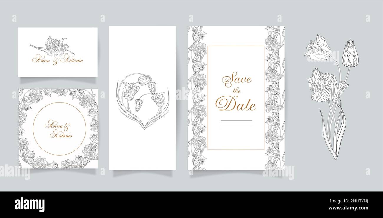 Set of cards and invitations with flowers. Spring flowers Stock Vector ...