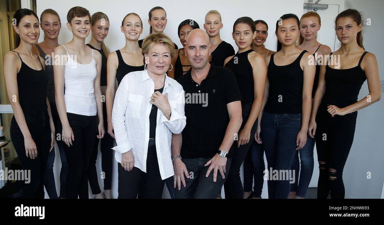 Look modeling agency founder and president Marie-Christine Kollock and her  son Cyril Kollock (middle) pose with some of their models on Wednesday,  July 13, 2016, in San Francisco, Calif. (Liz Hafalia/San Francisco