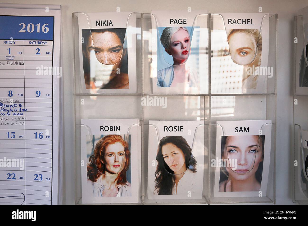 Cards of models at Look modeling agency, which is in its 30th year, on