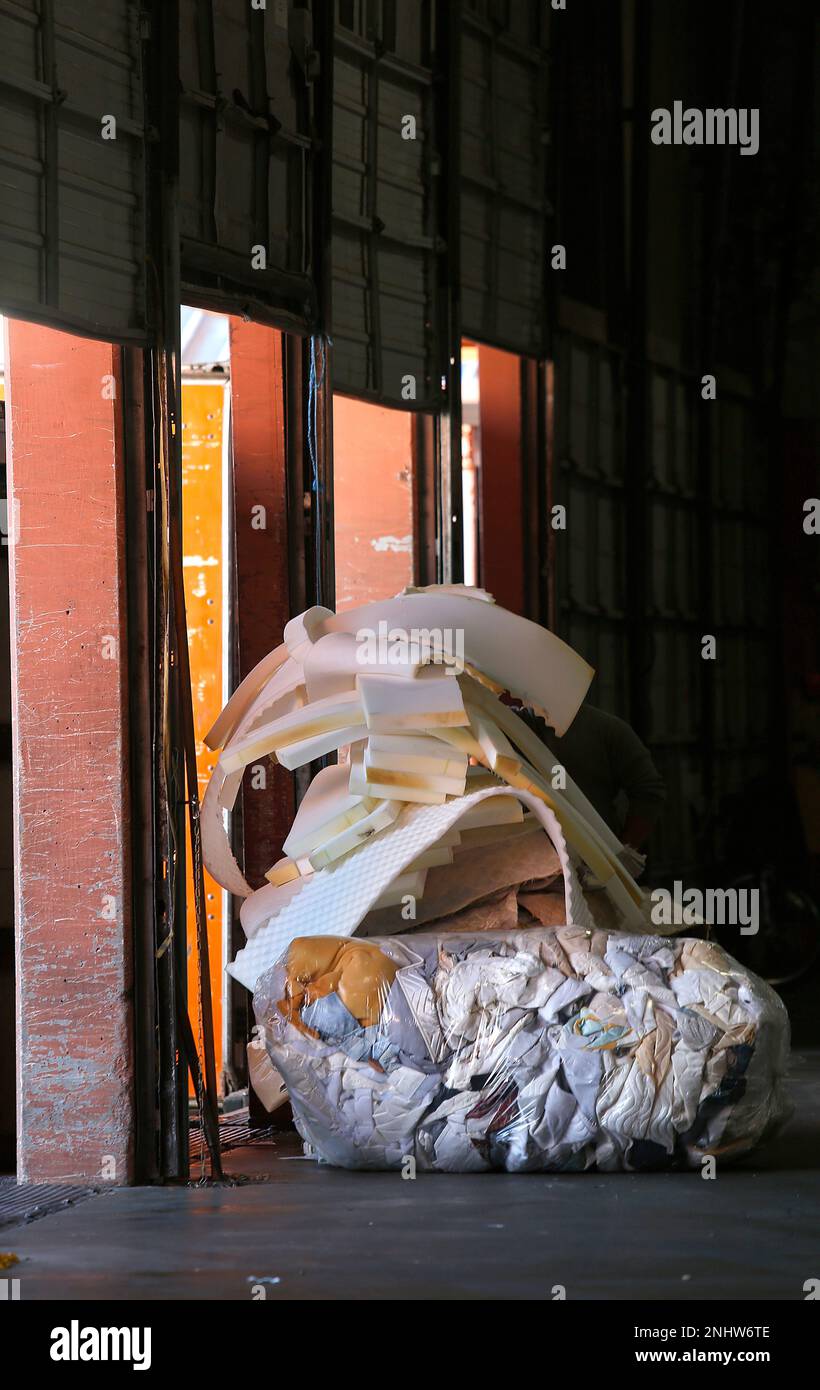 Material left from making mattresses dropped off to be recycled at
