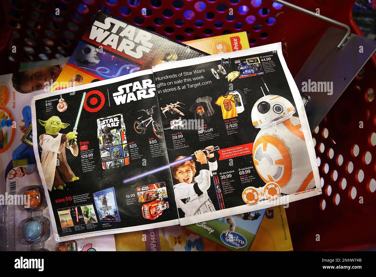 An ad featuring Star Wars merchandise coming next week at Target in Colma,  California, on Thursday, December 10, 2015. (Liz Hafalia/San Francisco  Chronicle via AP Stock Photo - Alamy, image size:1300x956