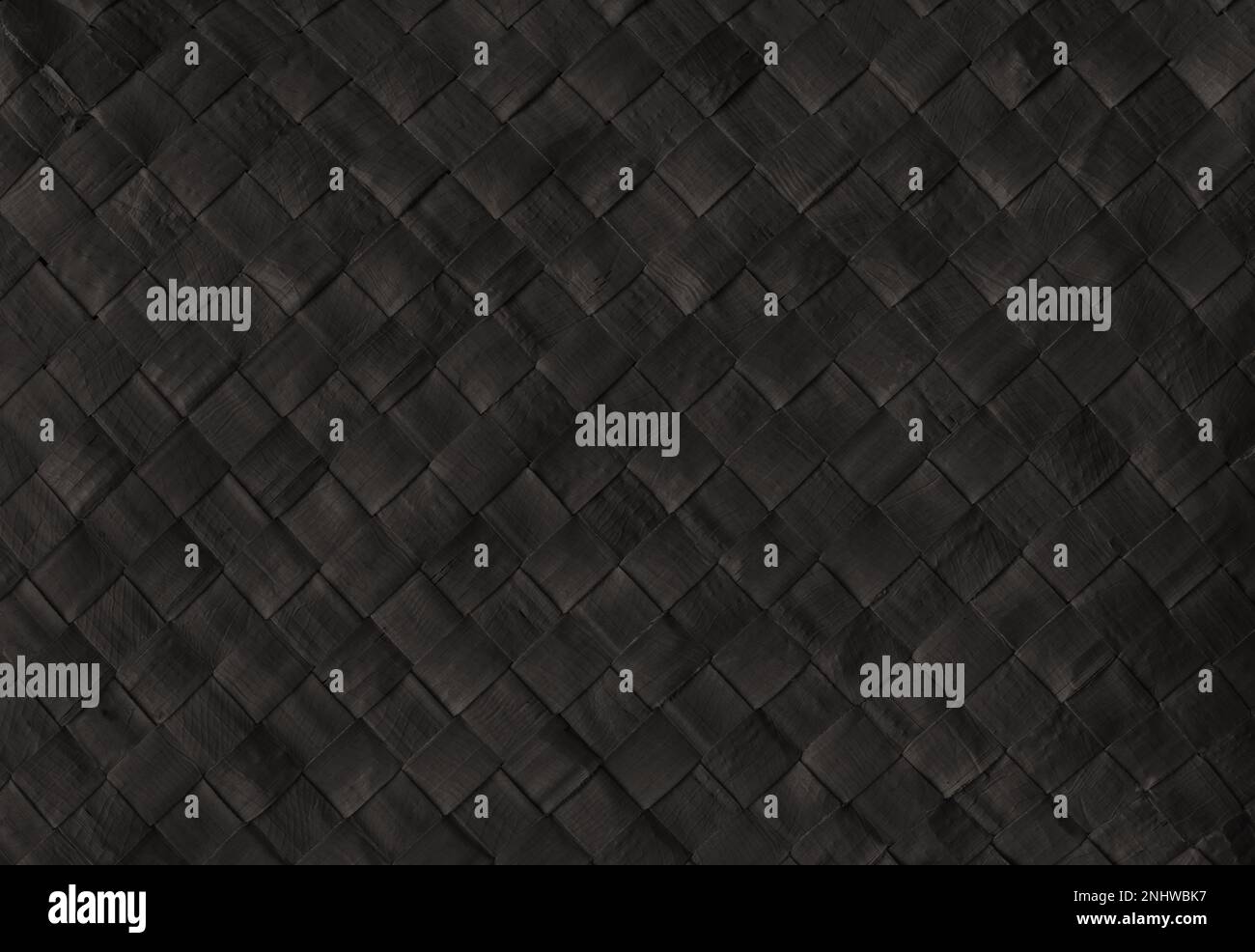 Black woven bamboo mat texture. Horizontal background wallpaper Stock Photo