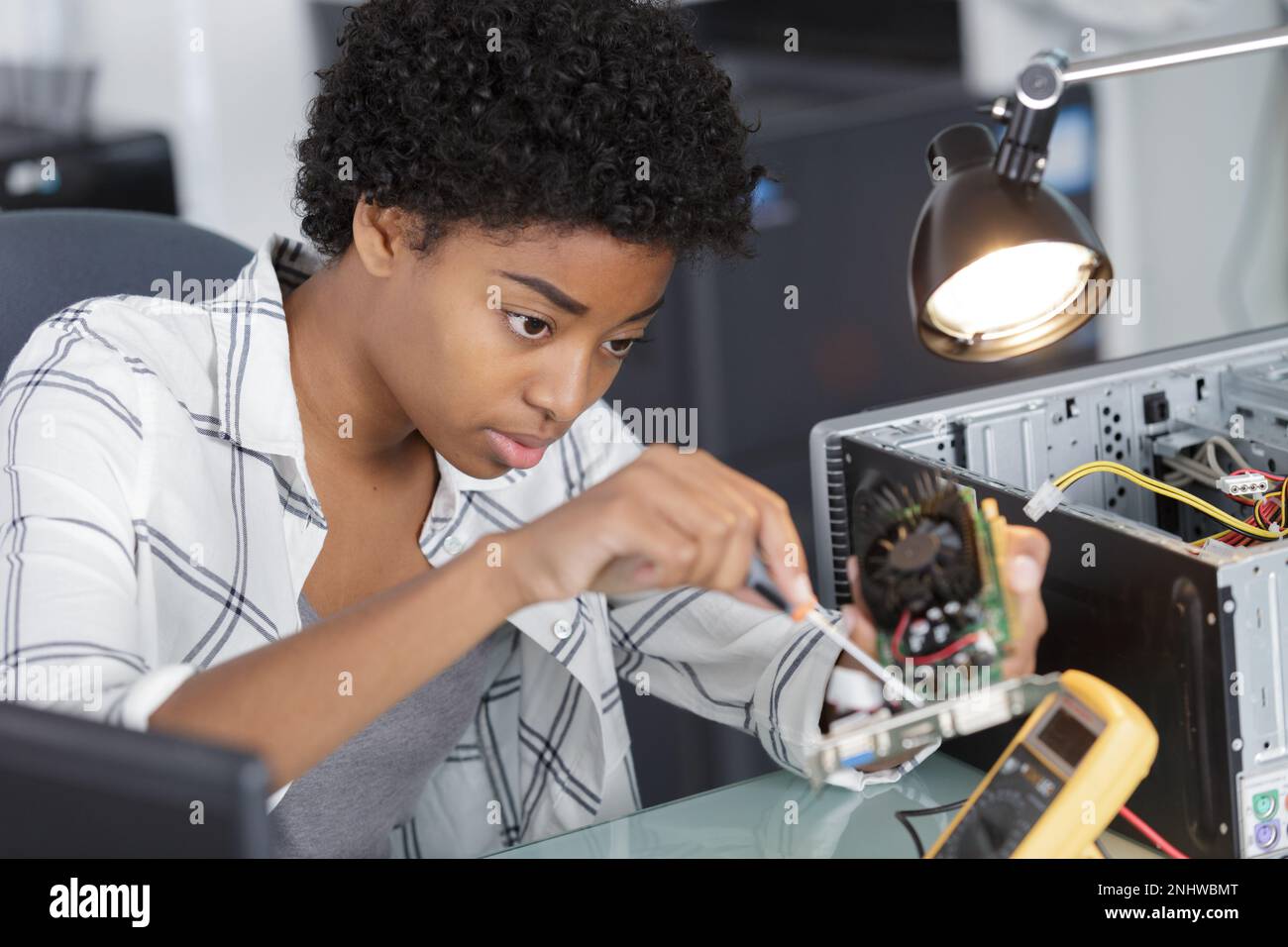 woman pc engineer Stock Photo