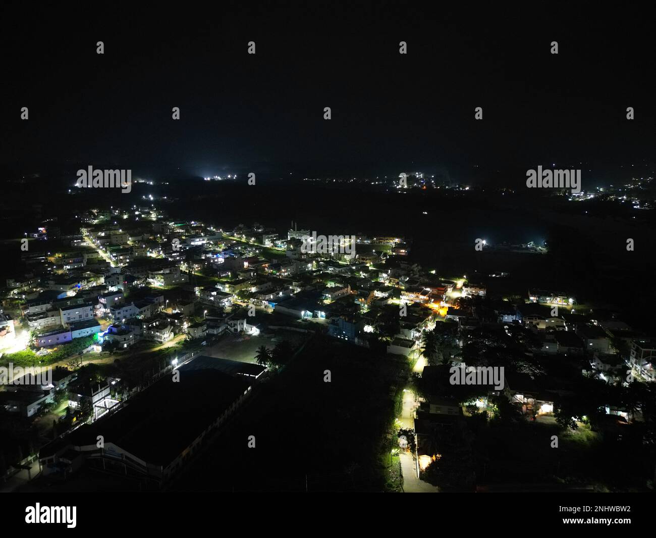 Night Aerial View Chikkamangluru Stock Photo