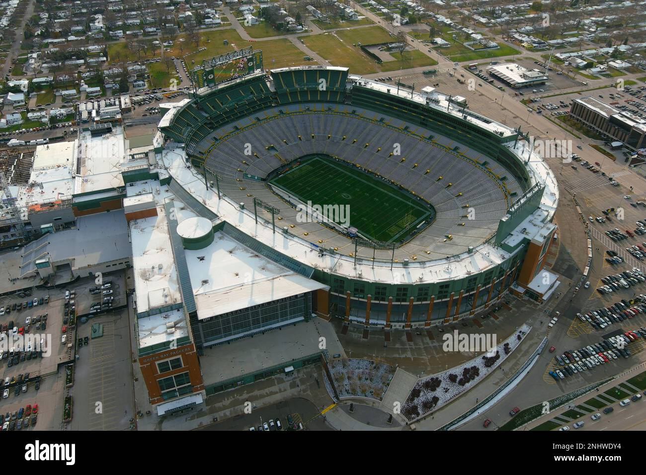 A general overall aerial view of Lambeau Field, Wednesday, Nov. 16