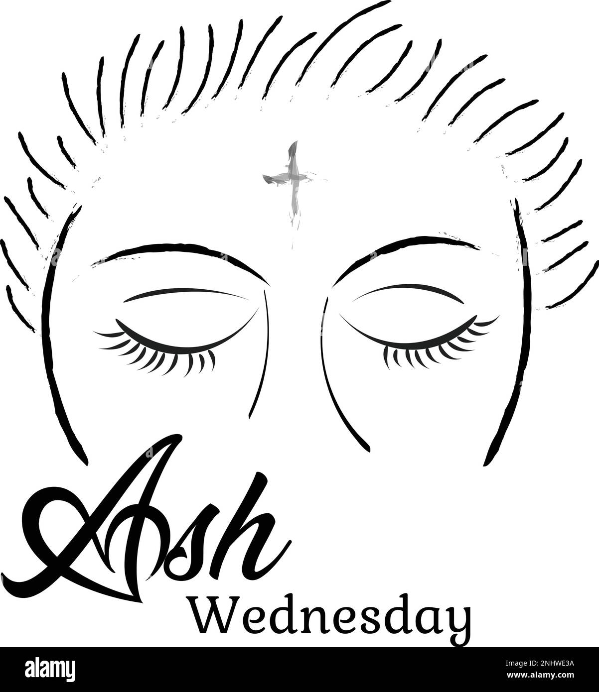 Ash Wednesday Cross Vector Art. Ash Wednesday With Cross, Blessing ...