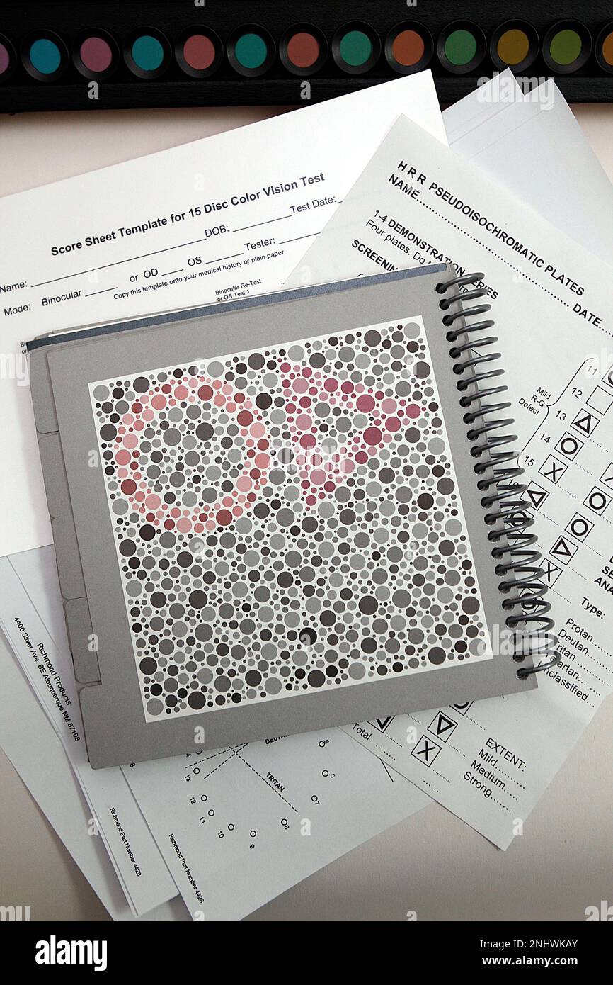 EnChroma in Berkeley, Calif., use the cap arrangement test and HRR plate test to see types of