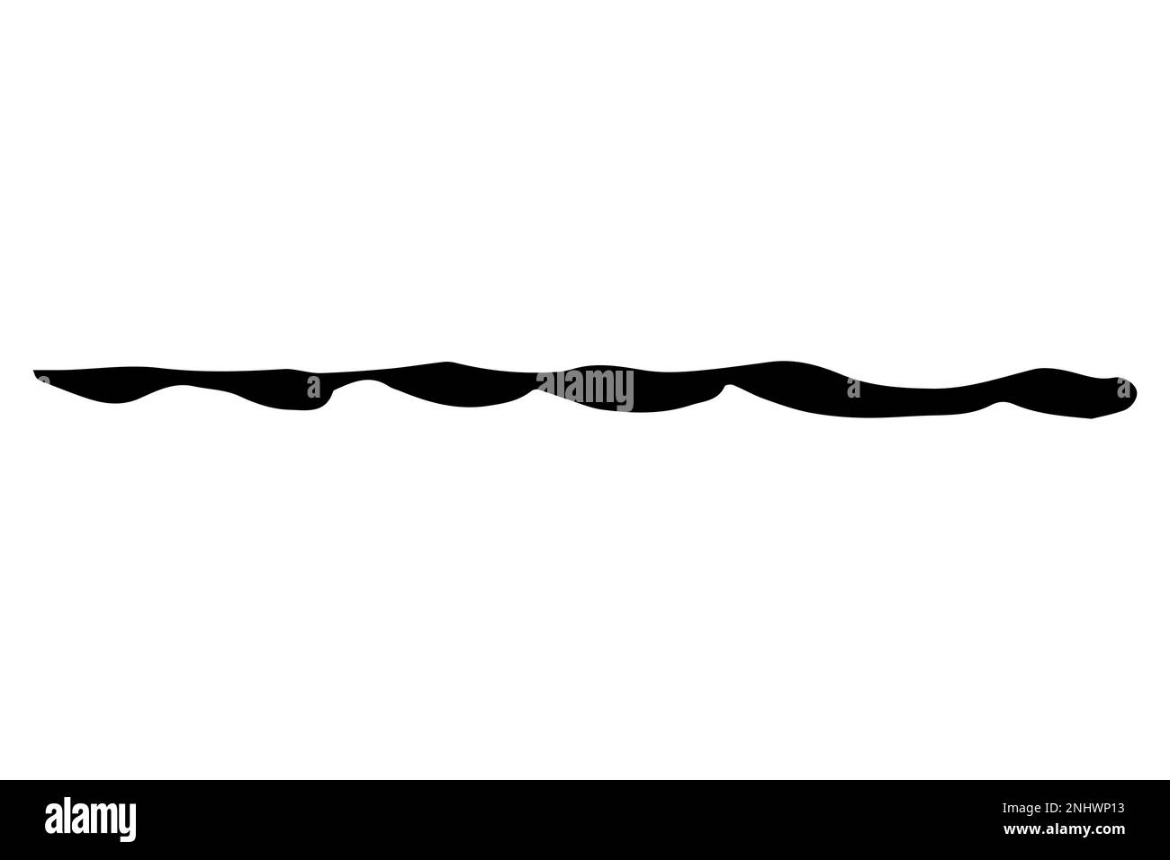 Vector doodle wave. Black tide brush stroke of paint isolated on white background. Hand-drawn plume illustration for summer print, clothes decoration. Stock Vector